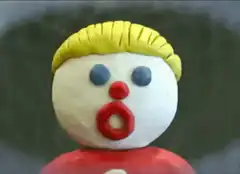 Claymation character screaming oh nooooo