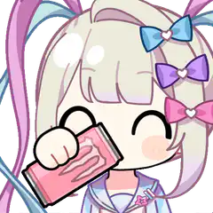 Chibi girl drinking pink drink