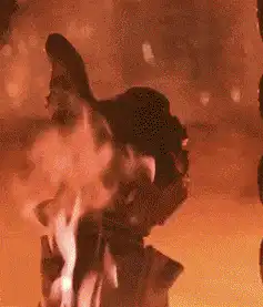 burning skull in fire