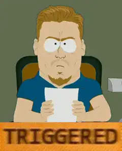 Triggered man reading paper