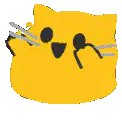 Yellow cat waving and surprised