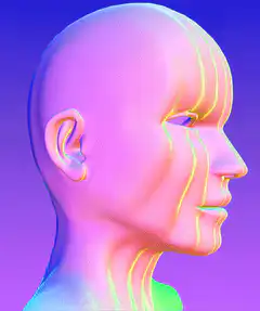 Neon glowing head profile