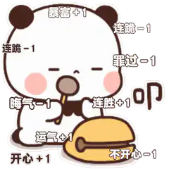 Cute panda eating burger with stats