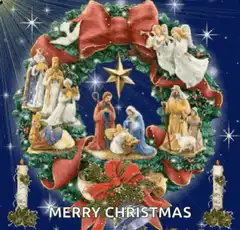 Animated Christmas Wreath with Nativity Scene