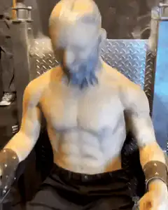 Blue man electrocuted in chair