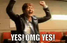 Man celebrating YES! OMG YES!