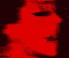 Red glitchy face distortion