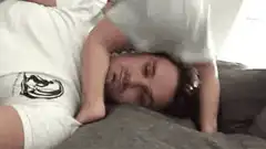 man sleeping on couch