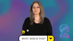 Woman demonstrating ASL sign