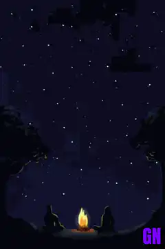 pixel art couple camping under stars