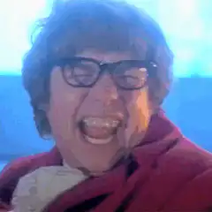 Austin Powers laughing then surprised