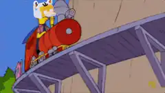 Homer Simpson as a fox on a train