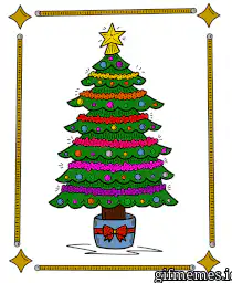 Animated Christmas tree with changing star and ornaments