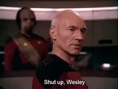 Captain Picard says shut up Wesley