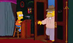 Homer Simpson enters room and leaves