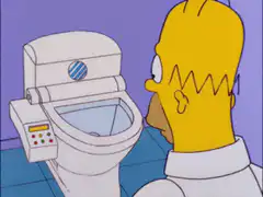 Homer Simpson uses high-tech toilet