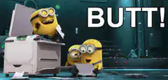 Minions printing a butt