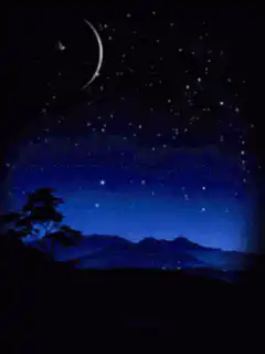 Moon phases over night landscape