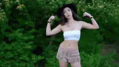 Woman flexing with Hold Bitcoin text