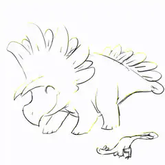 Triceratops and baby dinosaur sketch