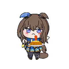 chibi girl holding plate of food