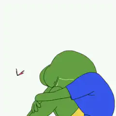 Sad Pepe the Frog catches a butterfly