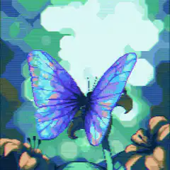 pixel art blue butterfly