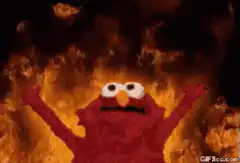 Elmo surrounded by fire