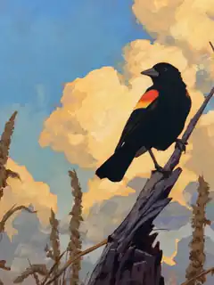 Red-winged blackbird on branch