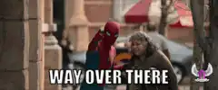 Spider-Man points way over there