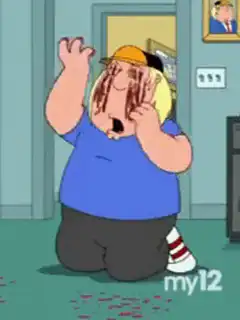 Stewie crying with blood tears