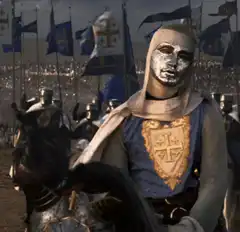 Knight facepalms on horseback