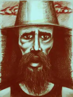 Man in hat with angry eyebrows