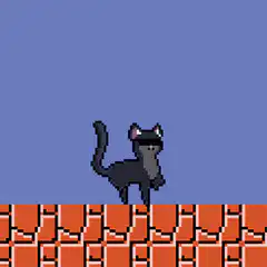 pixel art cat dancing on bricks