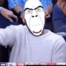 Gorilla face reaction at basketball game
