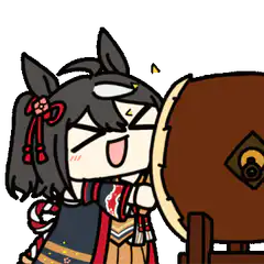 Chibi character hitting a drum