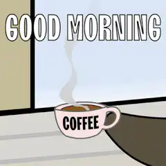 Penguin drinking coffee good morning