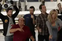 The Hangover gang dancing on train tracks