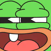 Green character with wide eyes and open mouth