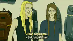 Two guys arguing about copying