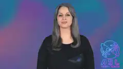 Woman signing ASL against gradient background
