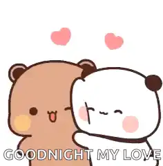 Cute bear and panda hugging goodnight