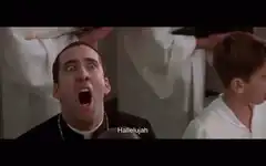 Nicolas Cage screaming Hallelujah