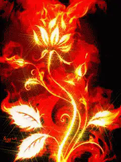 Glowing fiery floral art