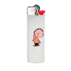 Charlie Brown walking on a lighter