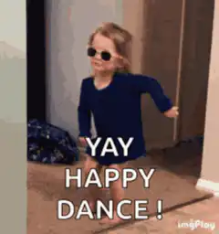 Toddler doing happy dance in sunglasses