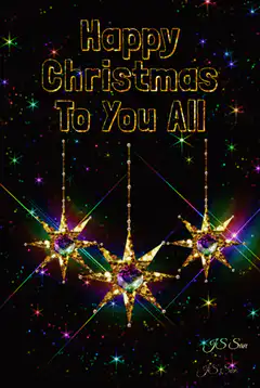 Happy Christmas To You All with star ornaments