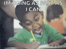 Kid writing fast with pencil