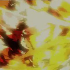 anime character surrounded by fire