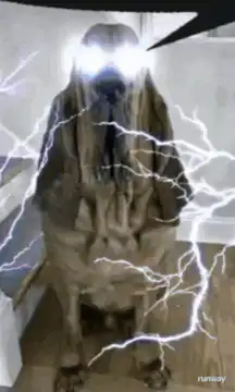 Glowing eyes monster with lightning